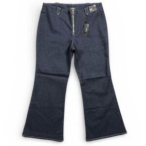NWT Express 70s Flare Jeans Size 16S Mid Rise Stretch Dark Wash Denim